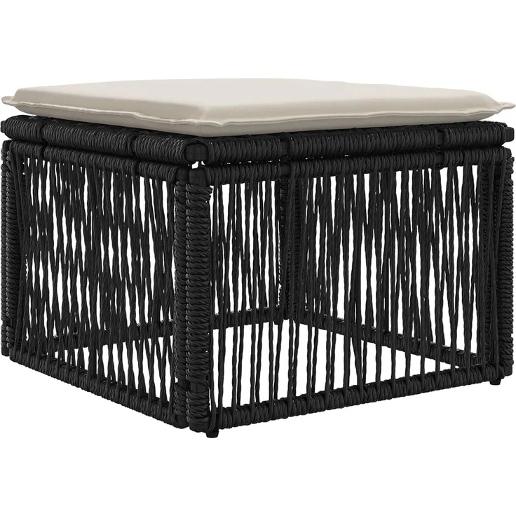 vidaXL Gartensofa-set 5 pcs Schwarz und Cremeweiß Poly-Rattan 3435109 – Bild 4