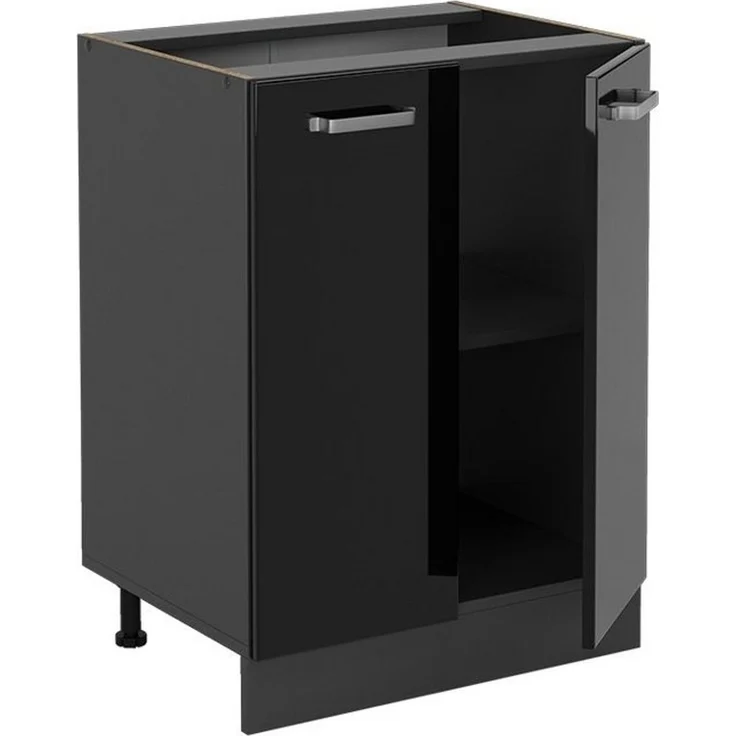 Küchenunterschrank R-Line Schwarz Hochglanz 60 cm ohne Arbeitsplatte Vicco – Bild 3