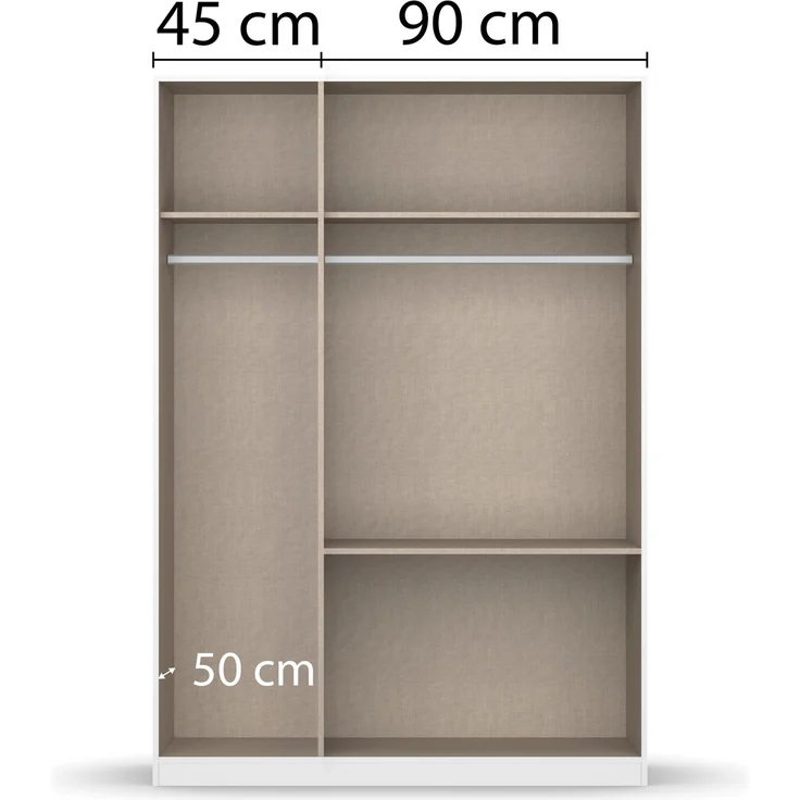 rauch Kleiderschrank, Drehtürenschrank COSTA, 3-türig, 2 Schubkästen, push-to-open, Alpinweiß, 136 x 197 x 54 cm – Bild 6