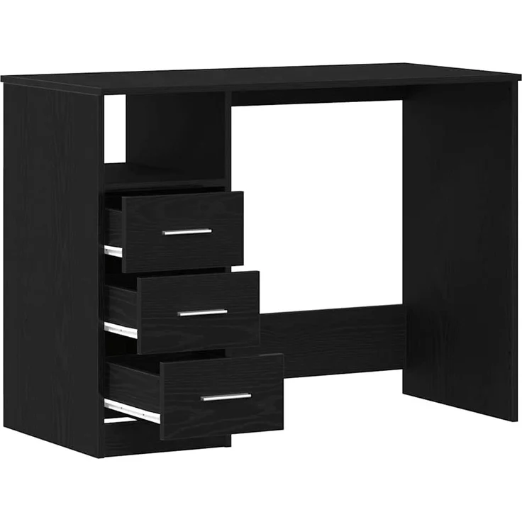 vidaXL Schreibtisch mit Schubladen Schwarz Eichen-Optik 102x50x76 cm 861993 – Bild 4