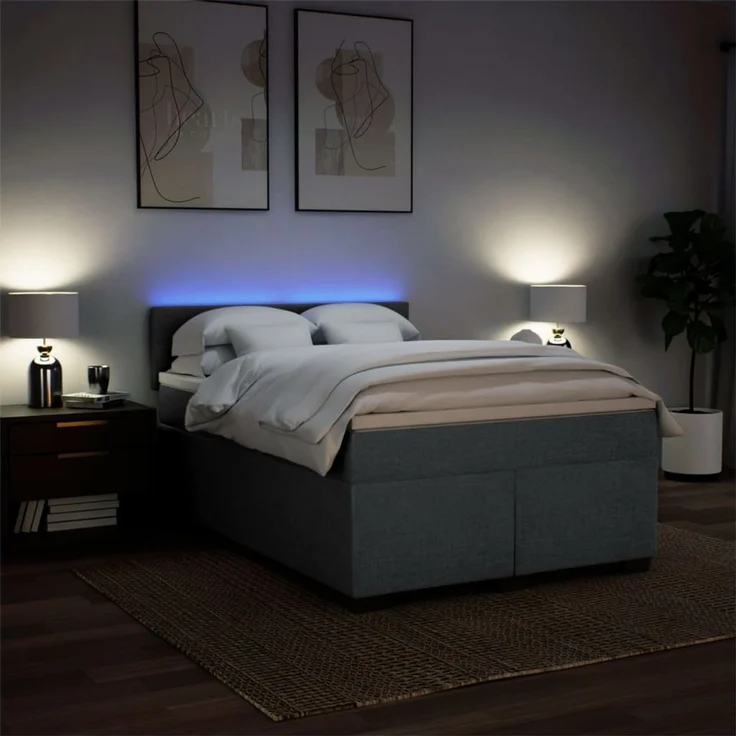 vidaXL Boxspringbett mit Matratze Dunkelgrau 160x200 cm Stoff 3288240 – Bild 5