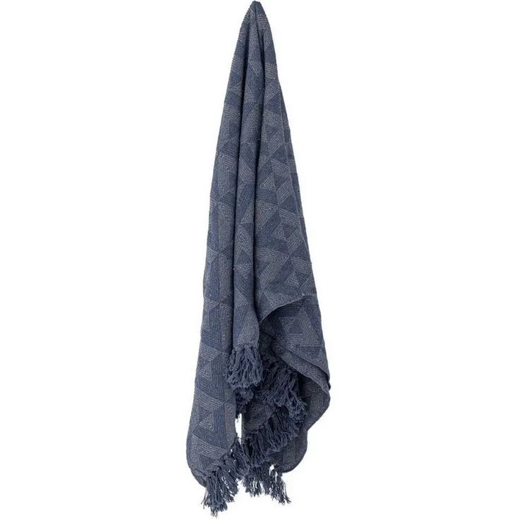 Wohndecke Bloomingville Decke UDINE Blau Gemustert 160x130 cm, Bloomingville – Bild 3
