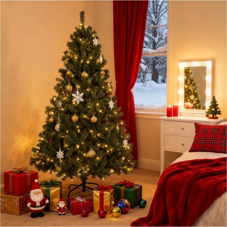 LETGOSPT Künstlicher Weihnachtsbaum Künstlicher Weihnachtsbaum für Zuhause, 120 cm mit 150 LED-Lichterkette, 400 Zweige, Perfekt für Tisch, Fensterbank & Mini-Deko – Bild 2
