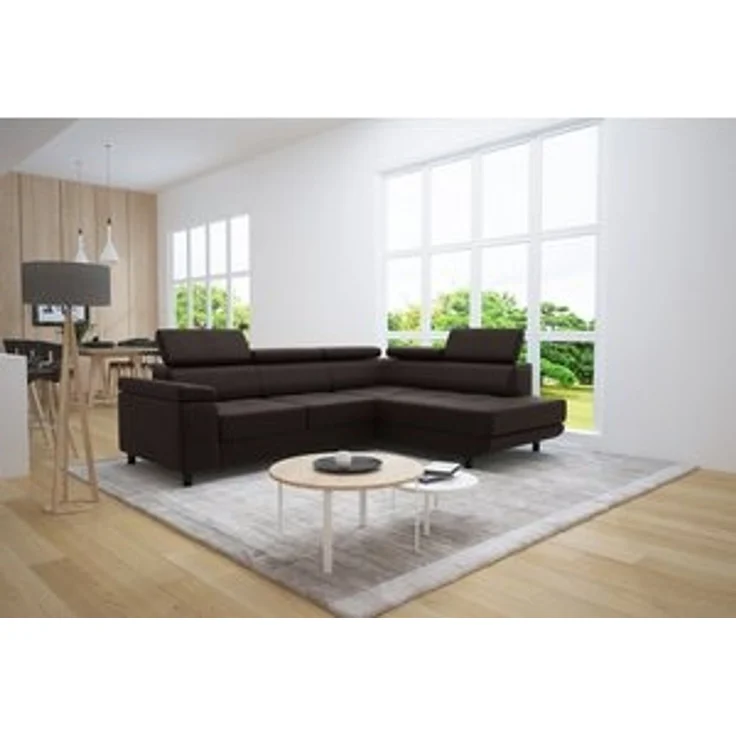 thematys Ecksofa LUNA L 250 x 183 cm, mit Schlaffunktion, mit Bettkasten, mit verstellbaren Kopfstützen, Braun (Monolith 29), Ausrichtung Rechts – Bild 7