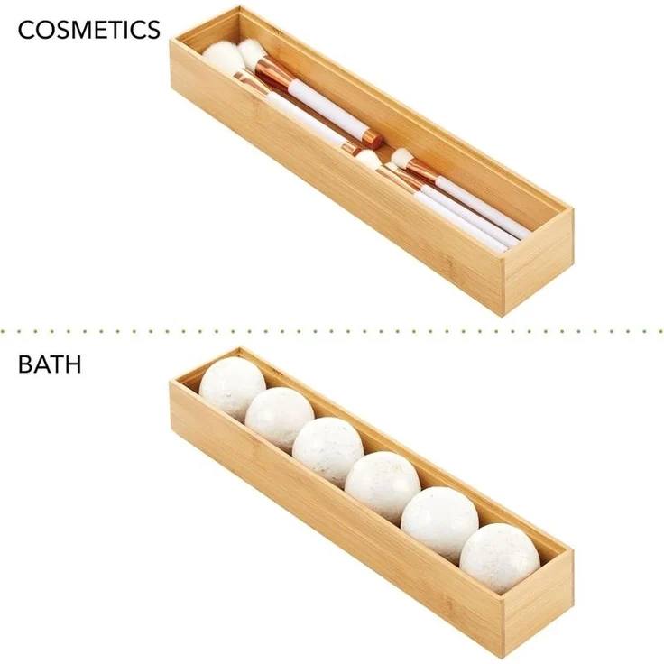 mDesign Schubladeneinsatz Aufbewahrung Organizer schmal 2er-Set Bambus Natur – Bild 7