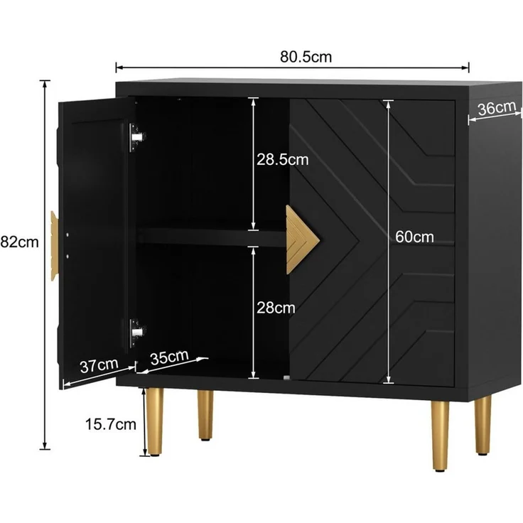 HOLTICO Sideboard Schrank für Wohnzimmer, Küche, Schlafzimmer (1 St), Kommode mit 2 Türen, Küchenschrank, Aufbewahrungsschrank – Bild 2