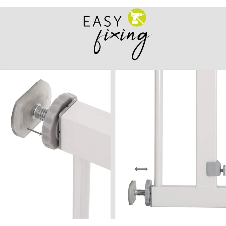 Hauck Autoclose'n Stop 2 Türschutz-/Treppengitter, Magnetverschluss, automatisch selbstschließend, Sichtindikator, beidseitig zu öffnen, 75-80 cm, bis 122 cm erweiterbar, ohne Bohren, Metall, weiß – Bild 6