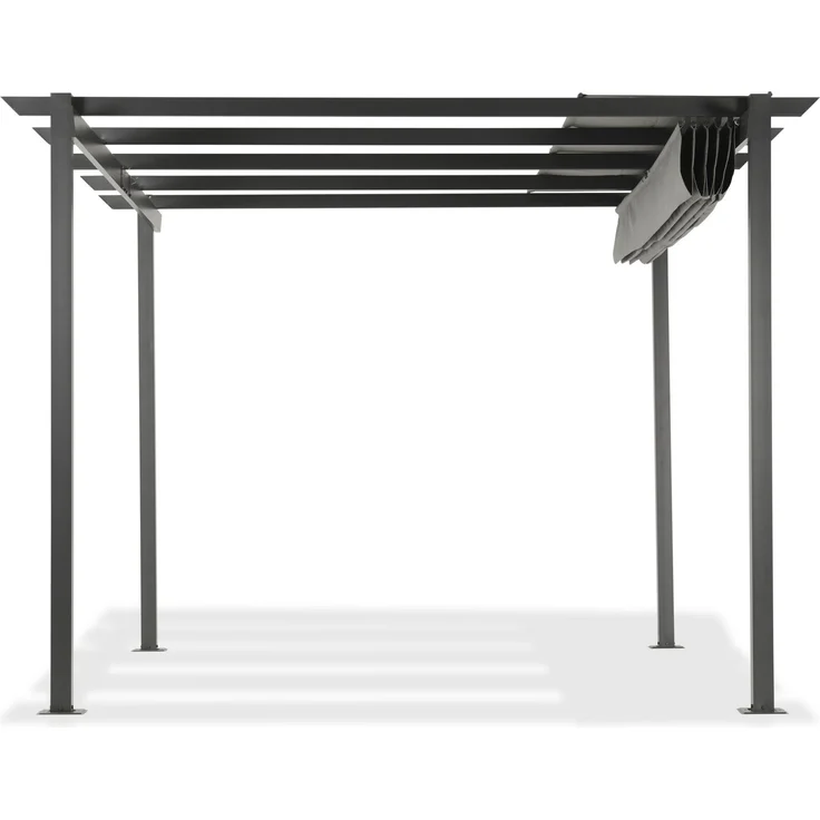 LECO Pergola mit Falt- und Schutzdach lichtgrau, Aluminium- und Stahlgestell anthrazit, 4x3 m – Bild 2
