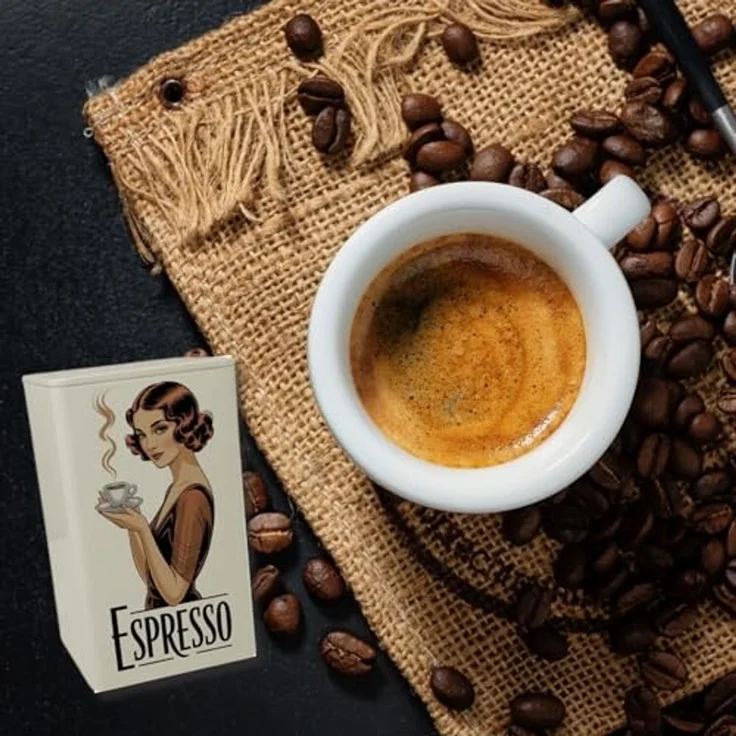 speecheese Aufbewahrungsdose Vintage Frau trinkt Espresso KaffeeDose 900ml im Art Deco Stil – Bild 6