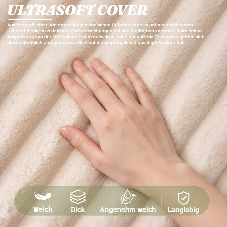 Sitzsack in Beige 116cm×110cm×61cm aus Cord – bereits befüllt, montagefrei für Wohnzimmer, Schlafzimmer und Balkon – Bild 6