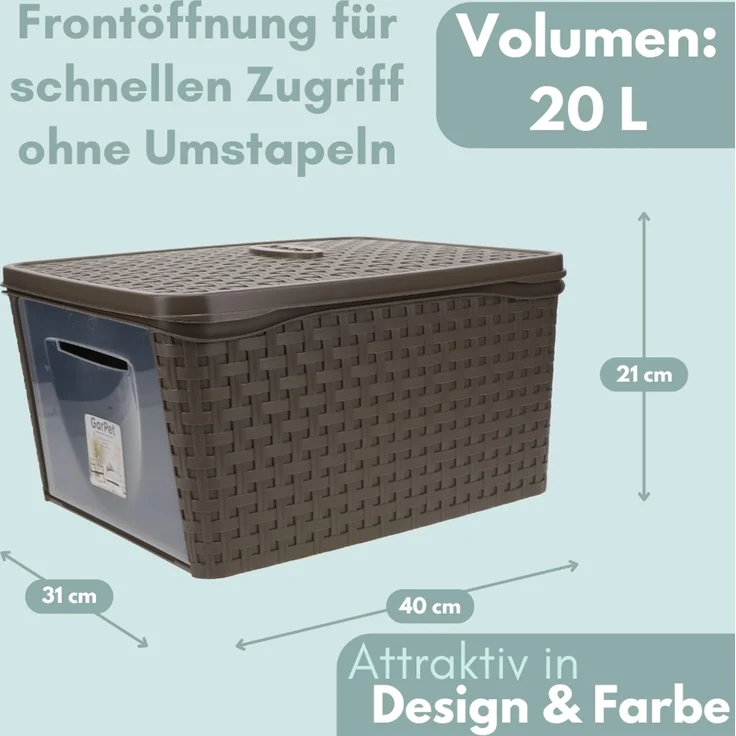 4er Set Aufbewahrungsbox mit Deckel Frontöffnung Schrank Organizer Stapelbox Kleiderschrank Korb mit Deckel Aufbewahrungskorb Aufbewahrung Badezimmer – Bild 2