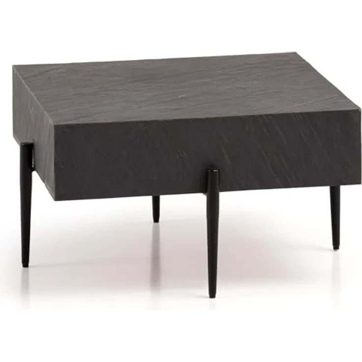 MID.YOU Couchtisch Anthrazit, quadratisch, aus massivem Mangoholz, 64x35x64 cm, einfacher Aufbau – Bild 1