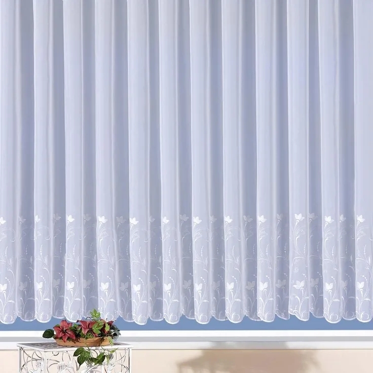 Weckbrodt Gardine Turin (1 St), Kräuselband, transparent, Voile, echte Stickerei, Voile, halbtransparent, Bordüre, Kante, Store