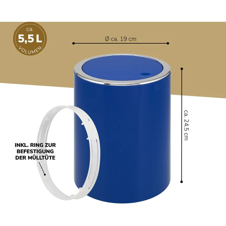 Kosmetikeimer SAVONA 5,5 Liter aus Kunststoff, rund - blau – Bild 7