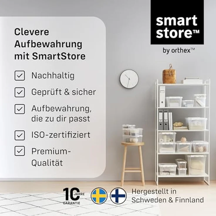 SmartStore - 4x Aufbewahrungsbox mit Deckel Classic 8L (34 x 25 x 16 cm) | Stapelbare Box mit Deckel | Lebensmittelechte Kunststoffbox | Plastikbox mit Deckel & verstärkten Ecken | 10 Jahre Garantie – Bild 7