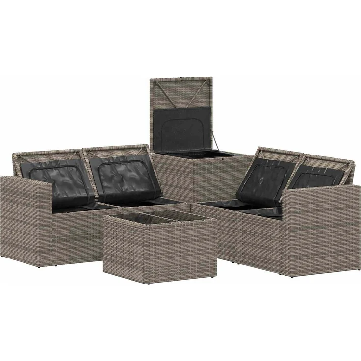 vidaXL Sofa Set 6 stk. Grau und Dunkelgrau Polyrattan und Stahl 3447406 – Bild 7