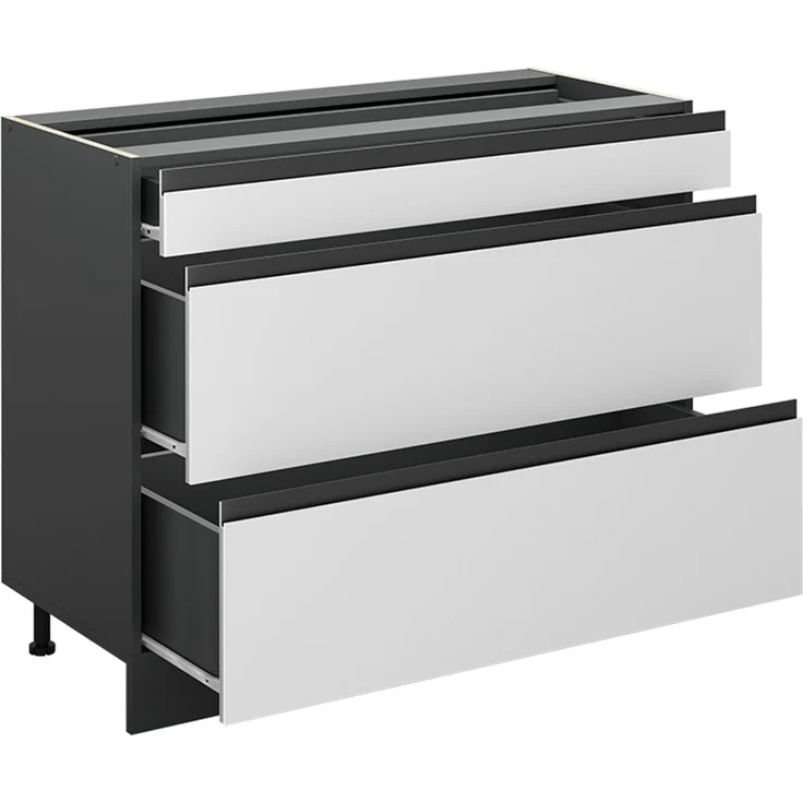 Küchenunterschrank R-Line Weiß/Anthrazit 100 cm ohne Arbeitsplatte Vicco – Bild 3