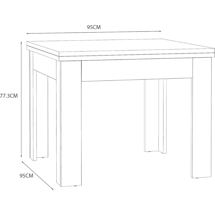 Forte NUORI Esstisch 90 100, Esstisch ausziehbar, Esszimmer, Holzwerkstoff, Artisan Eiche Holzdekor, 95 cm breit x 74,8 cm hoch x 95 cm tief – Bild 3