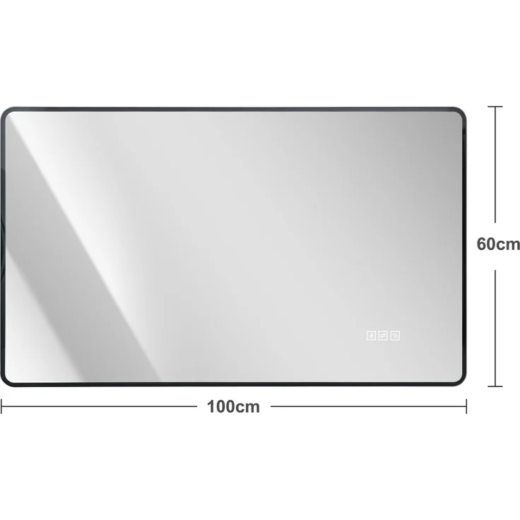 LED-Badezimmerspiegel 60x100 cm mit Aluminiumrahmen, Anti-Beschlag, Schwarz, horizontal/vertikal – Bild 5