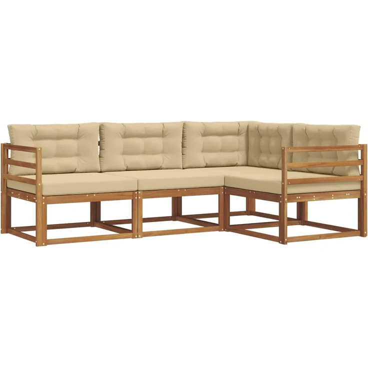 vidaXL Outdoor-Sofagarnitur 4 stk. 4-Sitzer Natur und Beige 3367496 – Bild 2