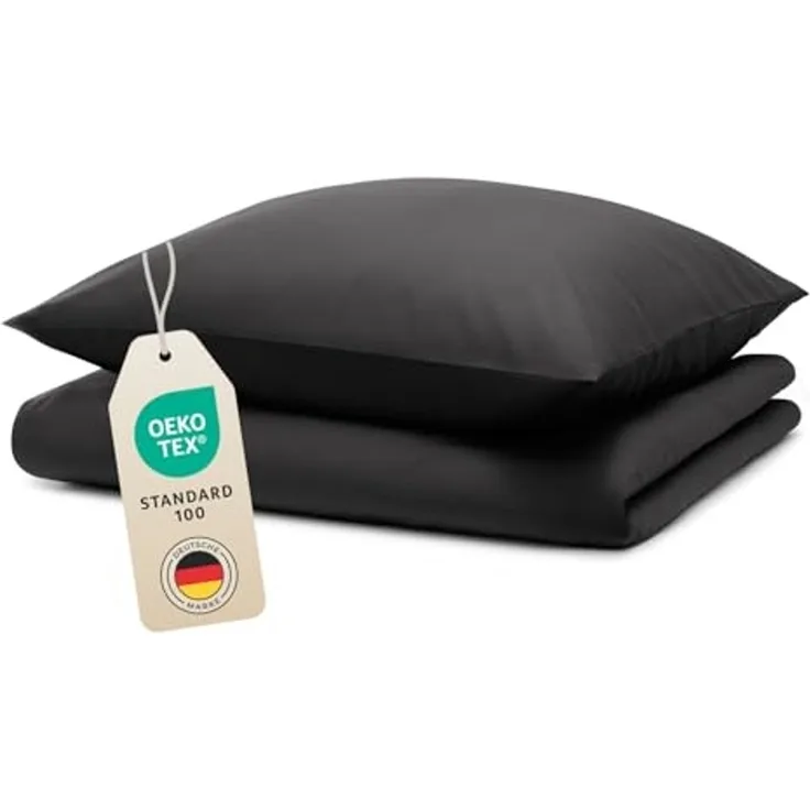 Blumtal Bettwäsche 135x200 cm & Kissenbezug 80x80 cm - Bettbezüge aus Atmungsaktivem Mikrofaser, Superweiches Bettbezug Set, Oeko-Tex Zertifiziert, 2teilig - Anthrazit