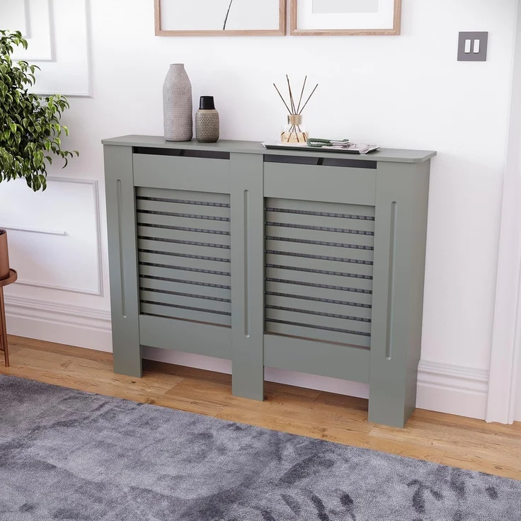 Vida Designs Milton Heizkörperabdeckung, traditionelle mitteldichte Faserplatte, grau lackierter Schrank, mittelgroß – Bild 6
