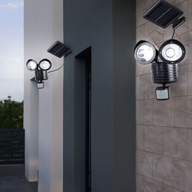 LED Solar Wandleuchte, Bewegungsmelder, schwenkbar, schwarz – Bild 3