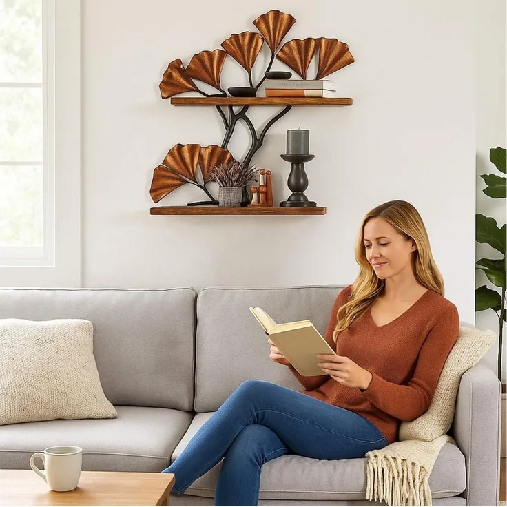 Kobolo Regal Wandregal Hängeregal Bücherregal ELARA - 2 Böden, Stück 1-tlg, 62Lx18Bx61H cm