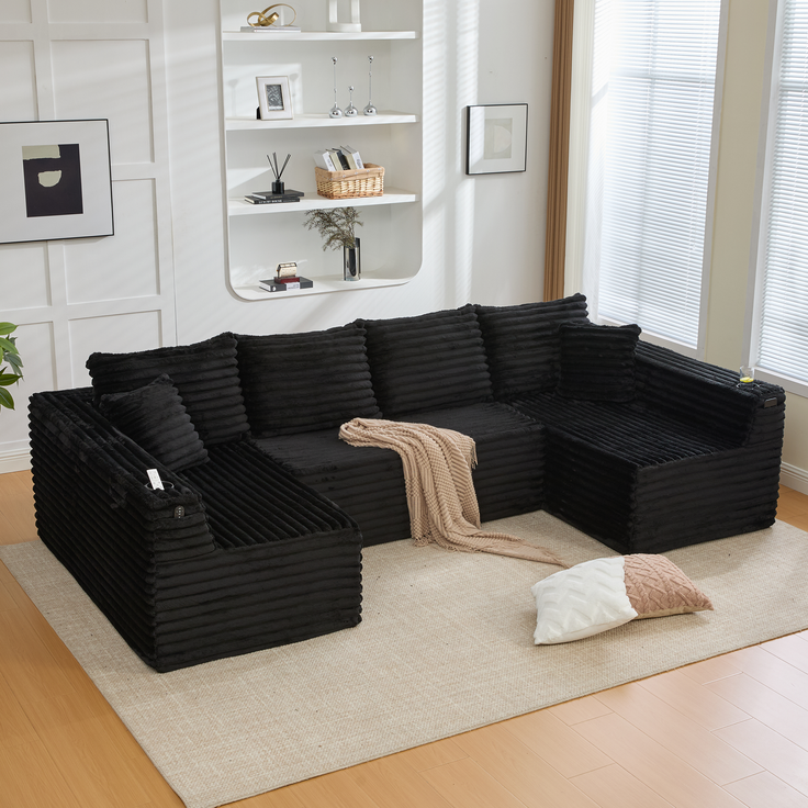 ZUBALIYA Wohnlandschaft 155x88 cm, mit Samtbezug, mit Cordbezug, mit breiten Armlehnen, mit Schaumstoffpolsterung – Bild 10