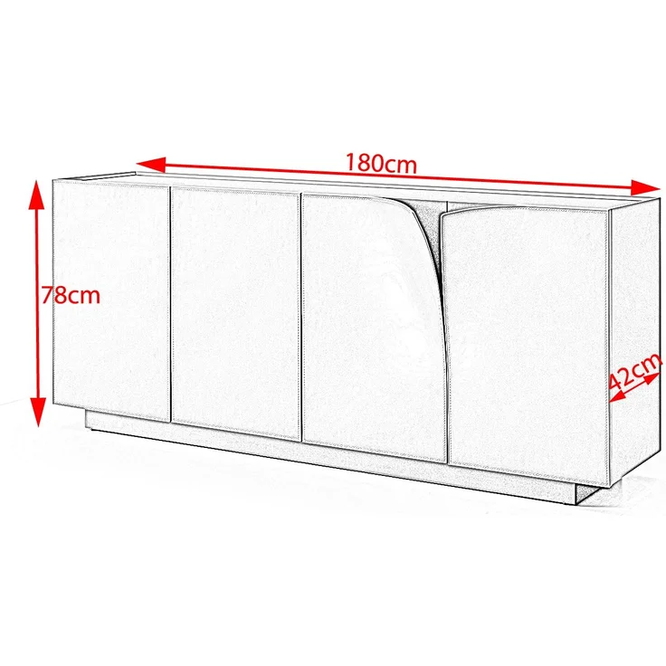 KAWOLA Sideboard EMMA Kunstleder grau Fuß Edelstahl messingfarben 78 x 42 x 180 cm – Bild 4