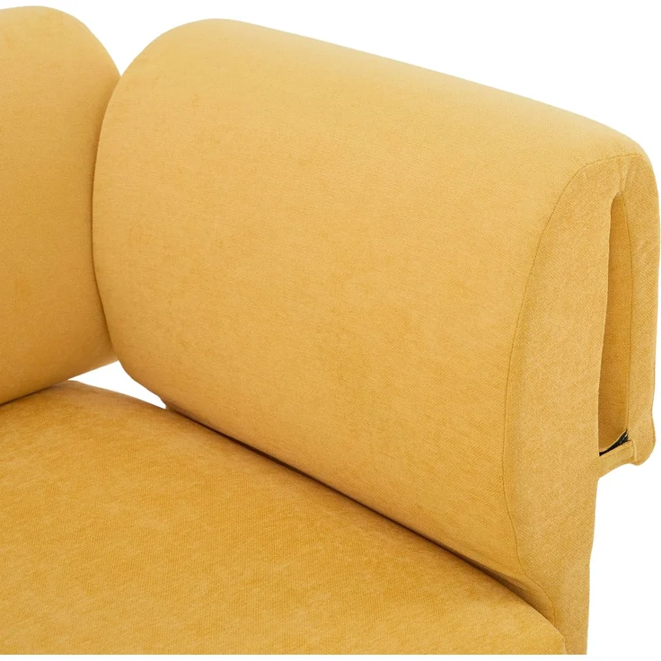 Modulares 3-Sitzer-Sofa mit Hocker, Chenille, 251x155x78 cm, Senfgelb – Bild 9