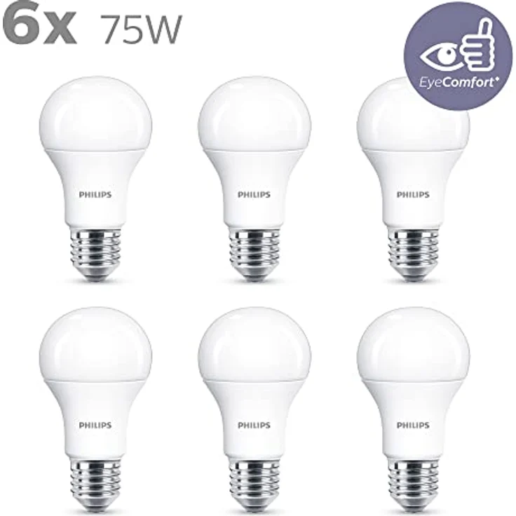 Philips LED Classic E27 Lampen 6-er Pack (75 W), matte LED Lampen mit warmweißem Licht, Lampen mit langer Nutzlebensdauer, alte Generation – Bild 5
