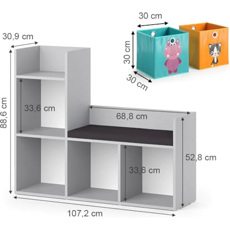 Kindersitzbank Luigi Grau 107.2 x 88.6 cm mit 2 Faltboxen opt. 2 Vicco – Bild 4