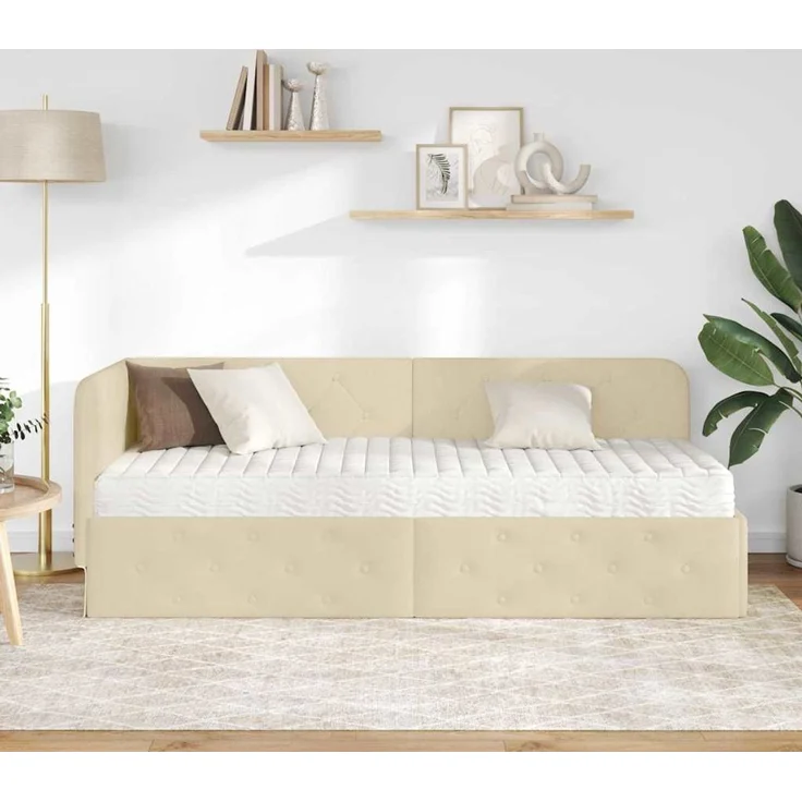 vidaXL Eckbettgestell Creme 80 x 200 cm Stoff 3394035 – Bild 3