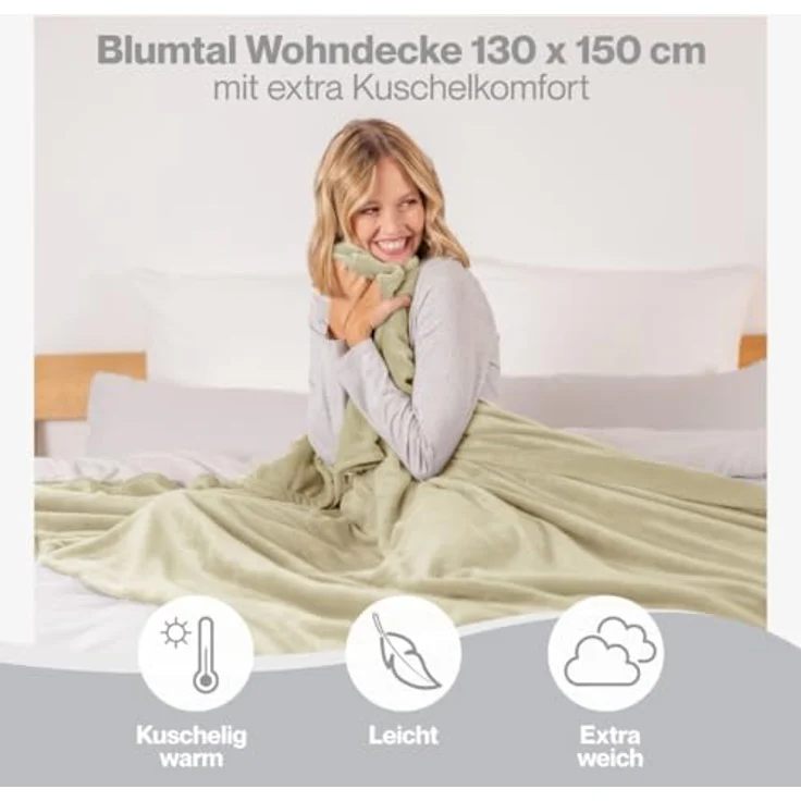 Wohndecke Kuschelige Fleecedecke, Oeko-Tex zertifizierte Decke, Blumtal – Bild 5