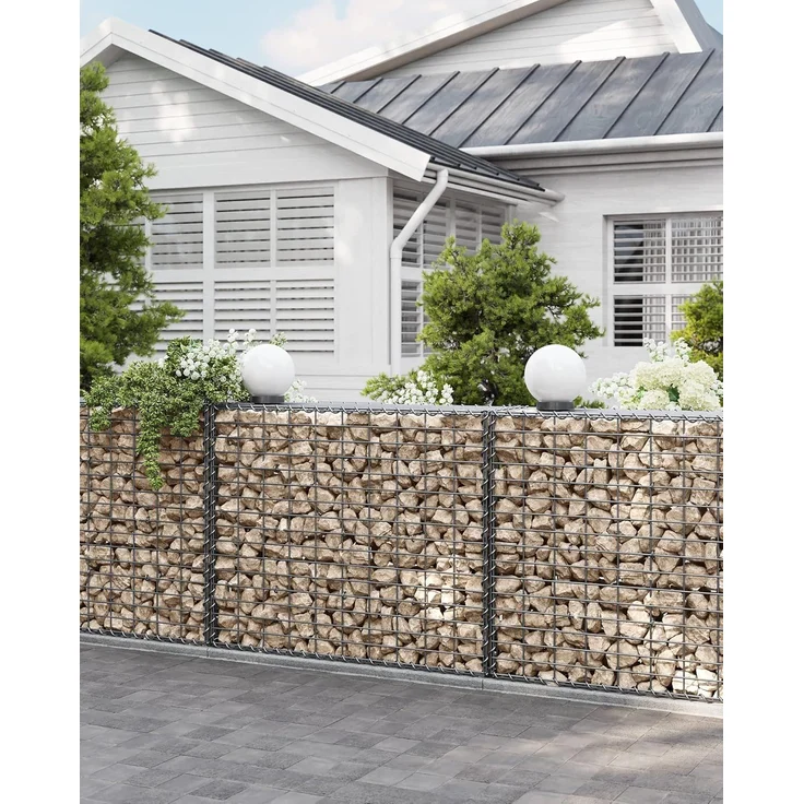 SONGMICS GabioneGabionen,100 x 80 x 30 cm, 5er Set, Steinkorb, Gabionenkörbe, Drahtzäune, mit 5 x 10 cm engmaschigem Gitter, aus rostfreiem verzinktem Stahl, Gartendeko, Pflanzenwand, silbern GGB583 – Bild 7