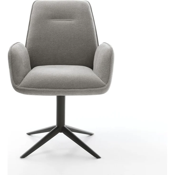Drehstuhl Zoa-Flex Strukturstoff Soft Grau Fußkreuz Schwarz 360° drehbar Wippfunktion Taschenfederkern – Bild 2