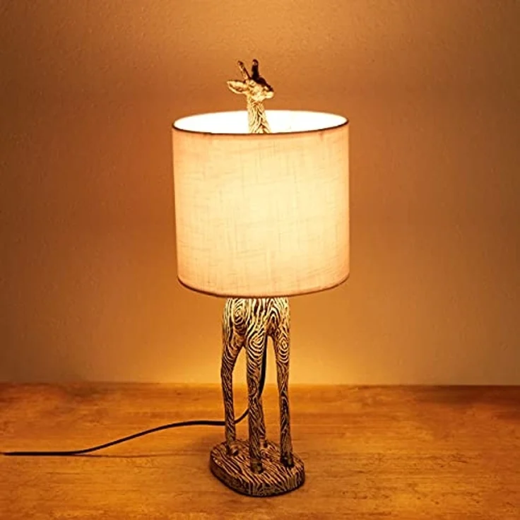 BRUBAKER Nachttischlampe Tischleuchte Giraffe Afrika, ohne Leuchtmittel, Motiv Lampe mit Keramikfuß, Höhe 51,5 cm – Bild 6