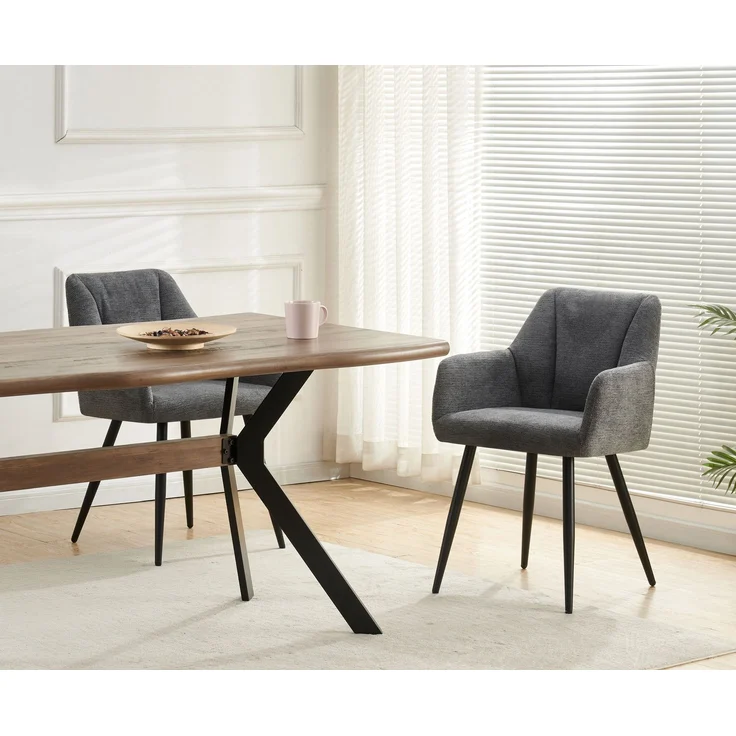 Stuhl 2er Set Barcelona Stühle in Anthrazit - gemütliches Design - B/H/T: 55x82x62 cm – Bild 2