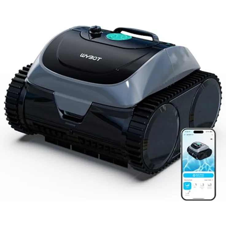 WYBOT C1 Poolroboter, Akku mit 155 Min Laufzeit, 5 Reinigungsmodi, für Wand und Boden bis 155 m², automatisierte Navigation