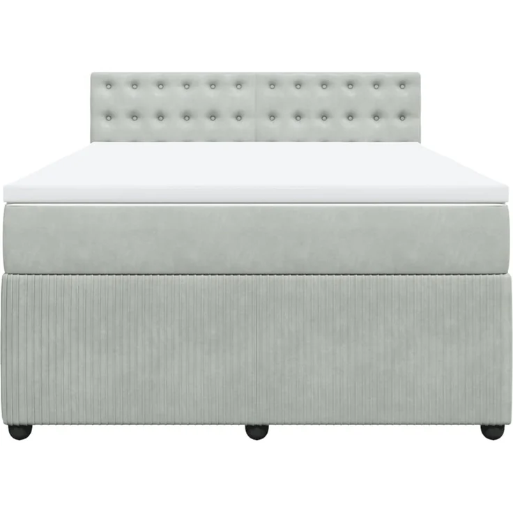 vidaXL Boxspringbett mit Matratze Hellgrau 140x200 cm Samt 3290070 – Bild 6