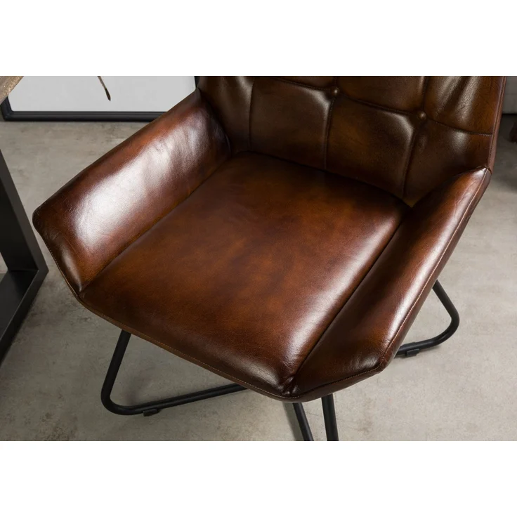 Stuhl Echtleder 61x65x89 braun IRON LABEL #113 – Bild 6
