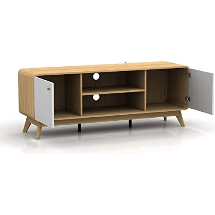 Cassie TV-Ständer mit 2 Türen, Eicheoptiknweiß, Spanplatte (BxTxH) 140x39x53 cm – Bild 5