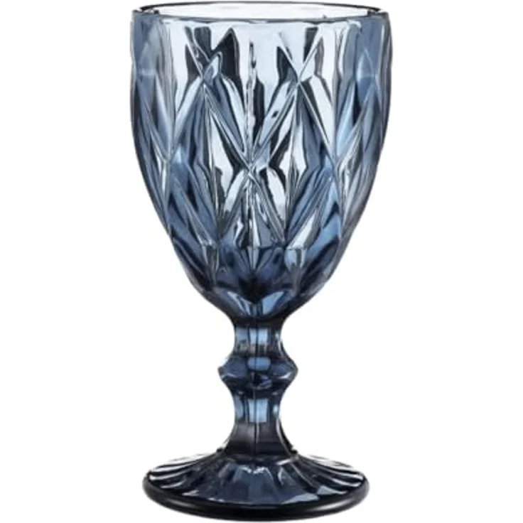 6 Teiliges Set aus Glas Weingläser Trinkgläser in Blau Wassergläser – Bild 1