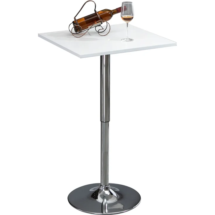 MELAYR, Höhenverstellbarer Bartisch, 360° drehbar, kratzfeste Füße, stabile Metallbasis, Weiß, 60 x 60 x 91 cm – Bild 2