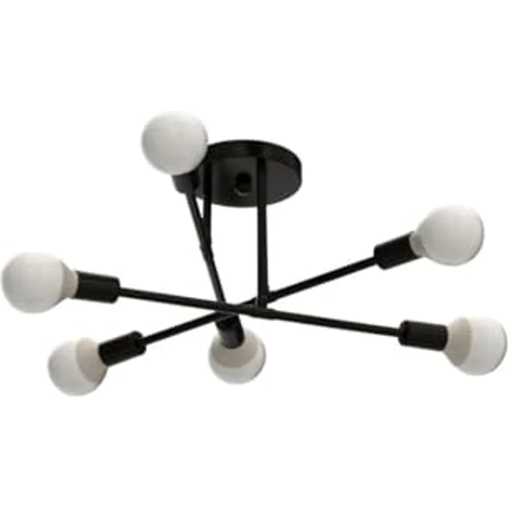 Goeco Vintage Sputnik Kronleuchter, 6-Flammige E27 Deckenleuchte Schwarz Metall, Retro Deckenlampe für Esszimmer, Esstisch, Flur, Wohnzimmer, Hotel, Café (Ohne Leuchtmittel) – Bild 5