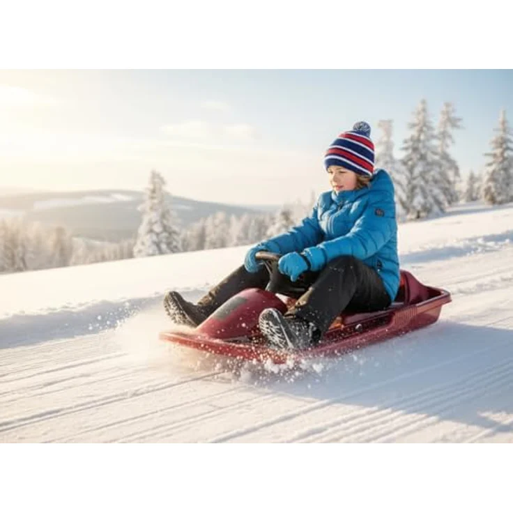 KHW | Lenkschlitten Snow Fox | Berry | 95 cm | TÜV-geprüft | inkl. Zugseil | ausgefeiltes Lenksystem | kälte- und lichtbeständiger Kunststoff | Made in Germany – Bild 7