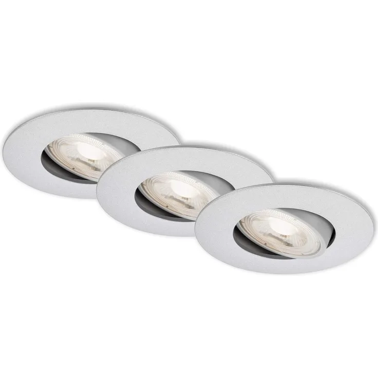 Briloner 3er Set LED Einbauleuchte Nava Move chrom-matt Ø 9 cm warmweiß