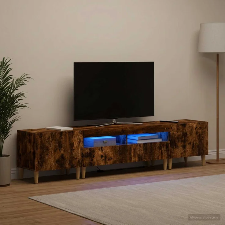 vidaXL 3-teiliges LED TV Regal DELFT Raucheiche Holzwerkstoff 3416764 – Bild 1