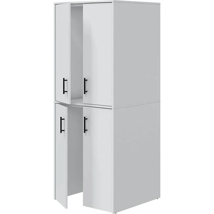 Waschmaschinenumbauschrank >LAUNDRY< (2-teilig) in weiss - 69x176x67 (BxHxT) – Bild 4
